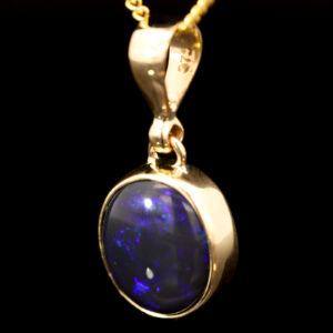 Yellow Gold Blue Green Purple Black Opal Pendant