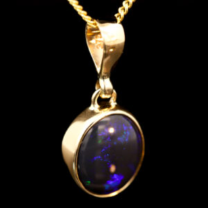 Yellow Gold Blue Green Purple Black Opal Pendant