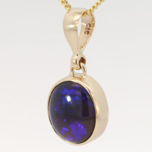 Yellow Gold Blue Green Purple Black Opal Pendant