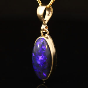 Yellow Gold Blue Purple Black Opal Pendant