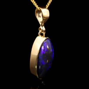 Yellow Gold Blue Purple Black Opal Pendant