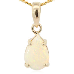 Yellow Gold Blue Green Yellow Orange Pink Crystal Opal Pendant