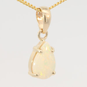 Yellow Gold Blue Green Yellow Orange Pink Crystal Opal Pendant