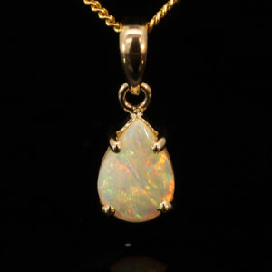 Yellow Gold Blue Green Yellow Orange Pink Crystal Opal Pendant