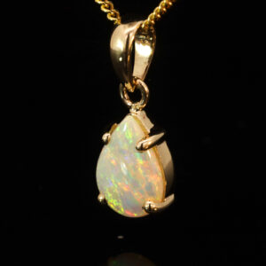 Yellow Gold Blue Green Yellow Orange Pink Crystal Opal Pendant
