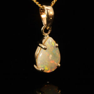 Yellow Gold Blue Green Yellow Orange Pink Crystal Opal Pendant