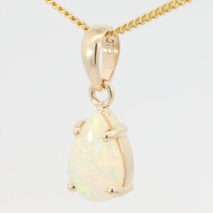 Yellow Gold Blue Green Yellow Orange Pink Crystal Opal Pendant