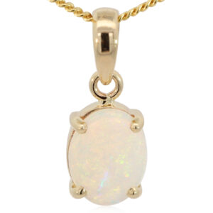 Yellow Gold Blue Green Yellow Orange Pink Crystal Opal Pendant