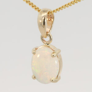 Yellow Gold Blue Green Yellow Orange Pink Crystal Opal Pendant