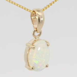 Yellow Gold Blue Green Yellow Orange Pink Crystal Opal Pendant