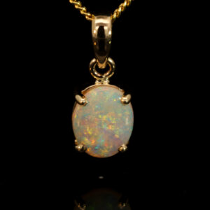 Yellow Gold Blue Green Yellow Orange Pink Crystal Opal Pendant