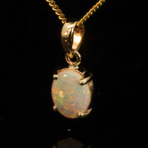 Yellow Gold Blue Green Yellow Orange Pink Crystal Opal Pendant
