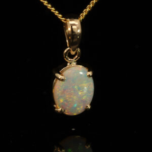 Yellow Gold Blue Green Yellow Orange Pink Crystal Opal Pendant