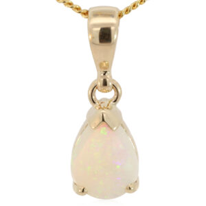 Yellow Gold Green Yellow Orange Crystal Opal Pendant