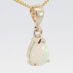 Yellow Gold Green Yellow Orange Crystal Opal Pendant