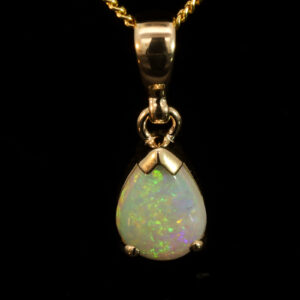 Yellow Gold Green Yellow Orange Crystal Opal Pendant