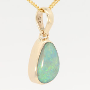 Yellow Gold Blue Green Yellow Orange Boulder Opal Pendant