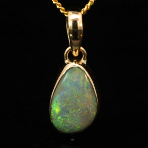 Yellow Gold Blue Green Yellow Orange Boulder Opal Pendant