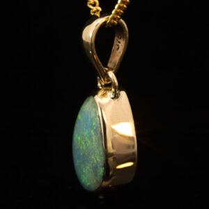 Yellow Gold Blue Green Yellow Orange Boulder Opal Pendant
