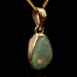 Yellow Gold Blue Green Yellow Orange Boulder Opal Pendant
