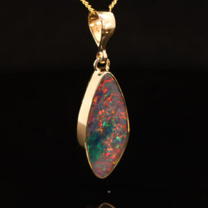 Yellow Gold Blue Green Yellow Orange Red Doublet Opal Pendant