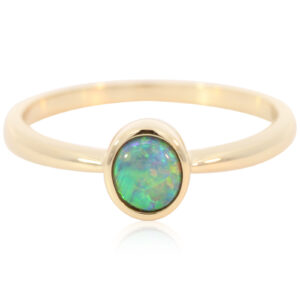 Yellow Gold Blue Green Yellow Orange Crystal Opal Ring
