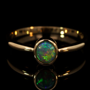 Yellow Gold Blue Green Yellow Orange Crystal Opal Ring