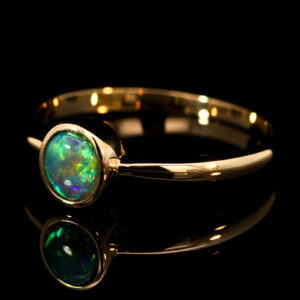 Yellow Gold Blue Green Yellow Orange Crystal Opal Ring