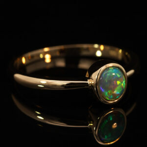 Yellow Gold Blue Green Yellow Orange Crystal Opal Ring