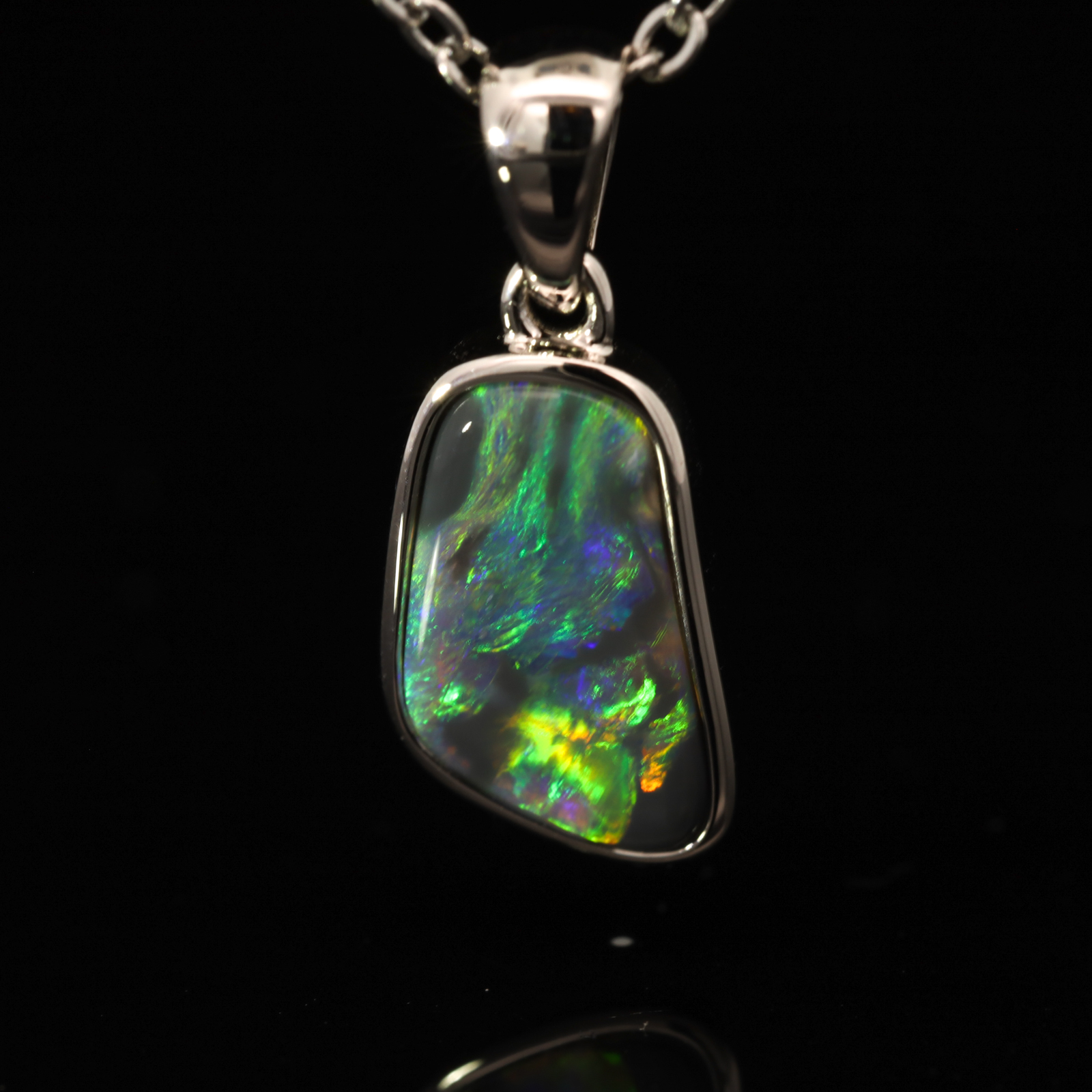 Sterling Silver Blue Green Yellow Orange Pink Black Opal Pendant