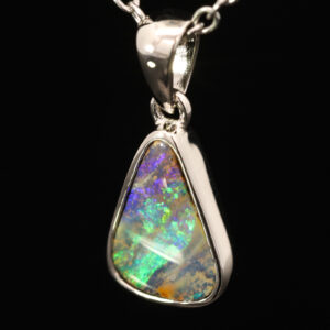 Sterling Silver Green Yellow Purple Boulder Opal Pendant