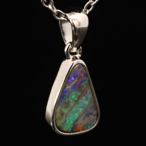 Sterling Silver Green Yellow Purple Boulder Opal Pendant