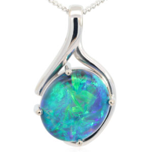 Custom White Gold Blue Green Yellow Orange Black Opal Pendant