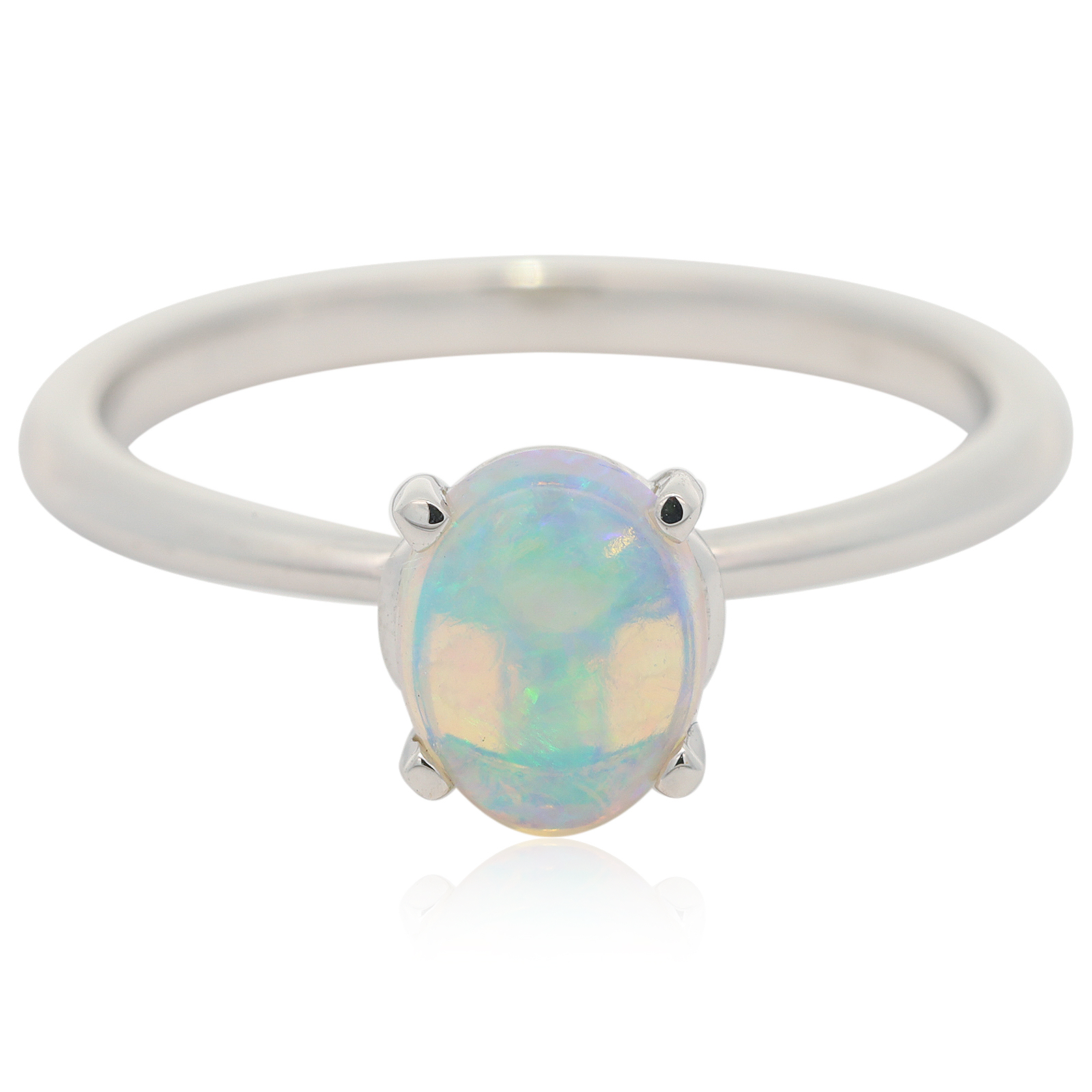 White Gold Blue Green Crystal Opal Ring