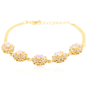 Gold-plated Sterling Silver Blue Green Yellow Orange Crystal Opal Bracelet