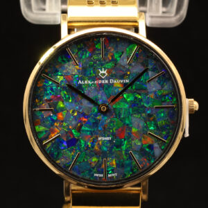Gold Plated Blue Green Yellow Orange Red Doublet Opal Face Watch