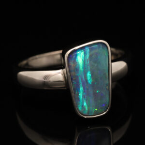 Sterling Silver Blue Green Boulder Opal Ring