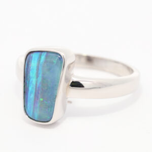 Sterling Silver Blue Green Boulder Opal Ring