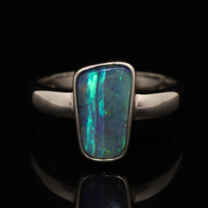 Sterling Silver Blue Green Boulder Opal Ring