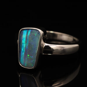 Sterling Silver Blue Green Boulder Opal Ring