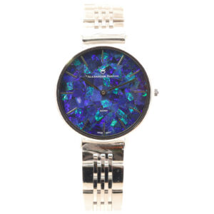 Silver-plated Blue Green Doublet Opal Face Watch