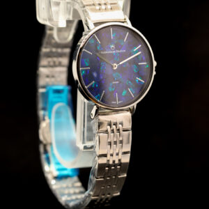Silver-plated Blue Green Doublet Opal Face Watch