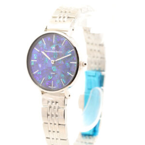 Silver-plated Blue Green Doublet Opal Face Watch