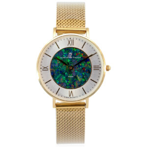 Gold-plated Blue Green Yellow Orange Red Doublet Opal Face Watch