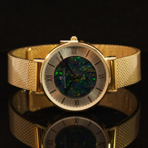 Gold-plated Blue Green Yellow Orange Red Doublet Opal Face Watch