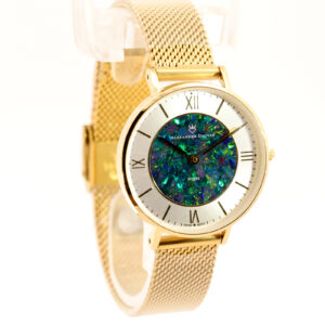 Gold-plated Blue Green Yellow Orange Red Doublet Opal Face Watch