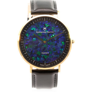 Gold-plated Blue Green Doublet Opal Face Watch
