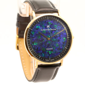 Gold-plated Blue Green Doublet Opal Face Watch