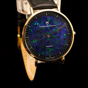 Gold-plated Blue Green Doublet Opal Face Watch