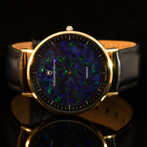 Gold-plated Blue Green Doublet Opal Face Watch